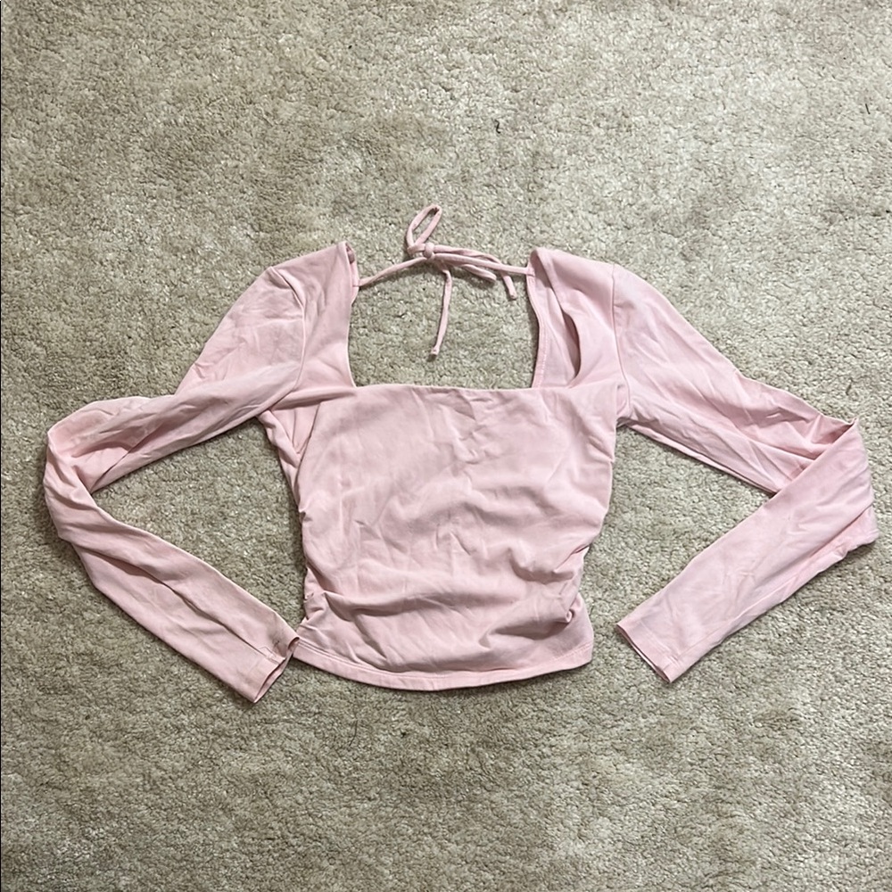 Garage Tyler open back crop top chalk pink